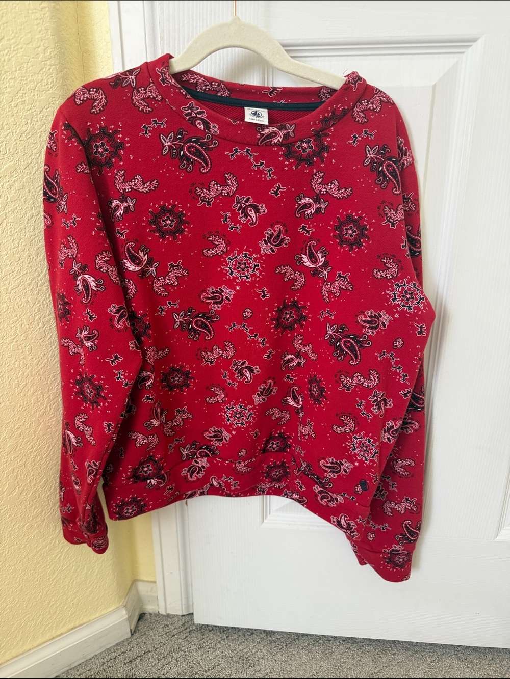 Red Paisley with black cats Crewneck kidsSweater
